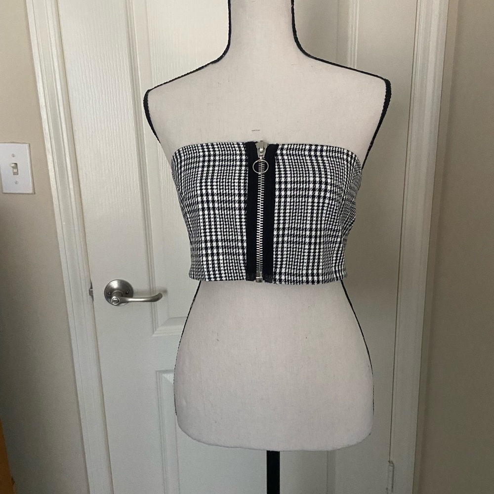The Ragged Priest Black and White Bustier Crop Top